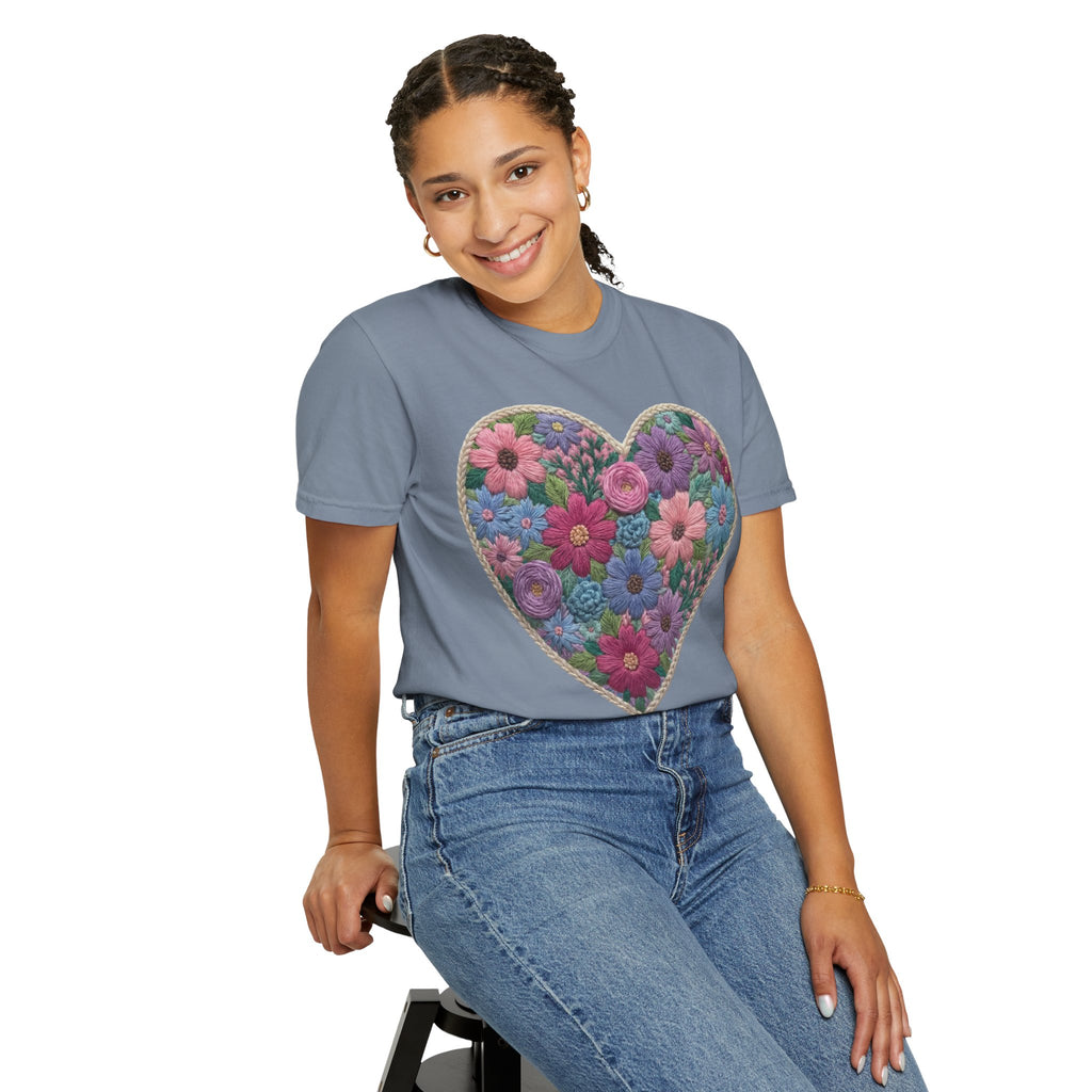 Floral Heart T-Shirt — Colorful Bouquet Heart Graphic (Print It Your Way)