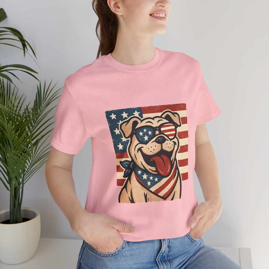 Dog's are Patriotic Too (American Flag, Funny 4th of July Shirt)