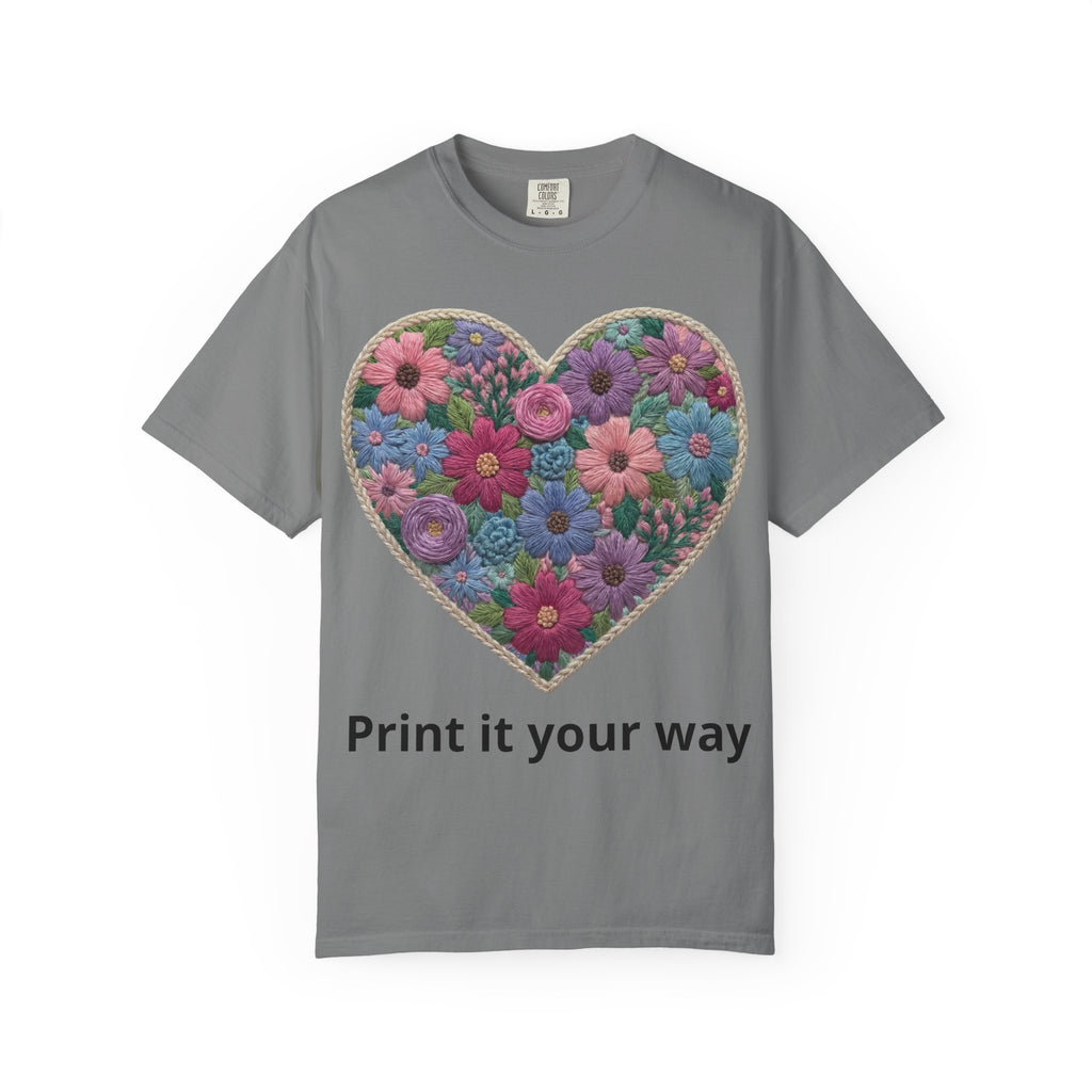 Floral Heart T-Shirt — Colorful Bouquet Heart Graphic (Print It Your Way)