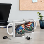 Patriotic Mosaic Brick Wall Ceramic Mug - Perfect for Sipping