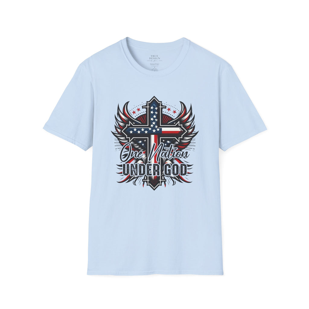 Christian Cross T-Shirt — "One Nation Under God" Patriotic Graphic Tee