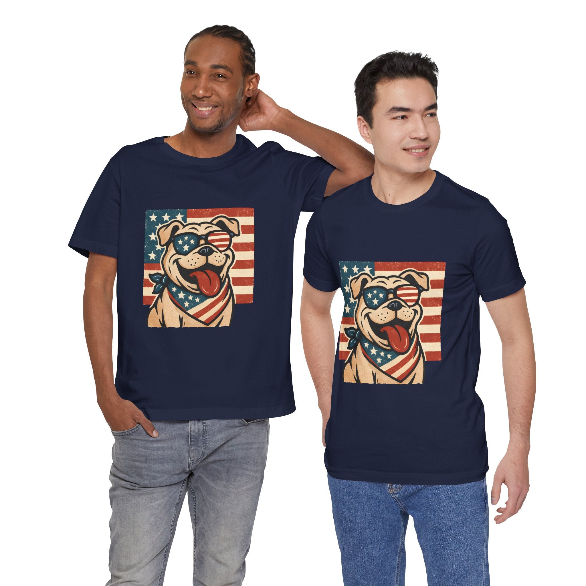 Dog's are Patriotic Too (American Flag, Funny 4th of July Shirt)