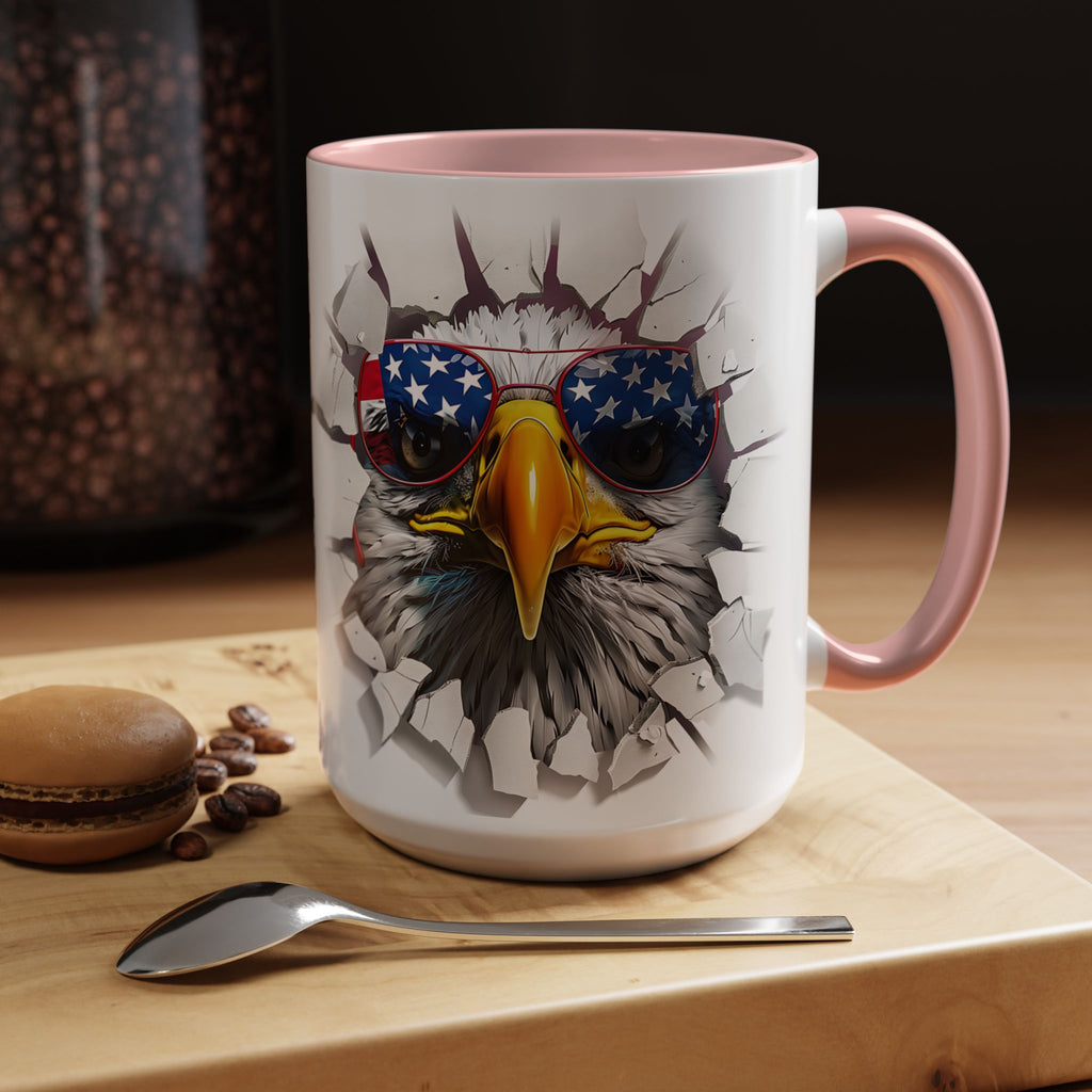 American Eagle Coffee Mug with USA Flag Accent Design