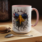 American Eagle Coffee Mug with USA Flag Accent Design
