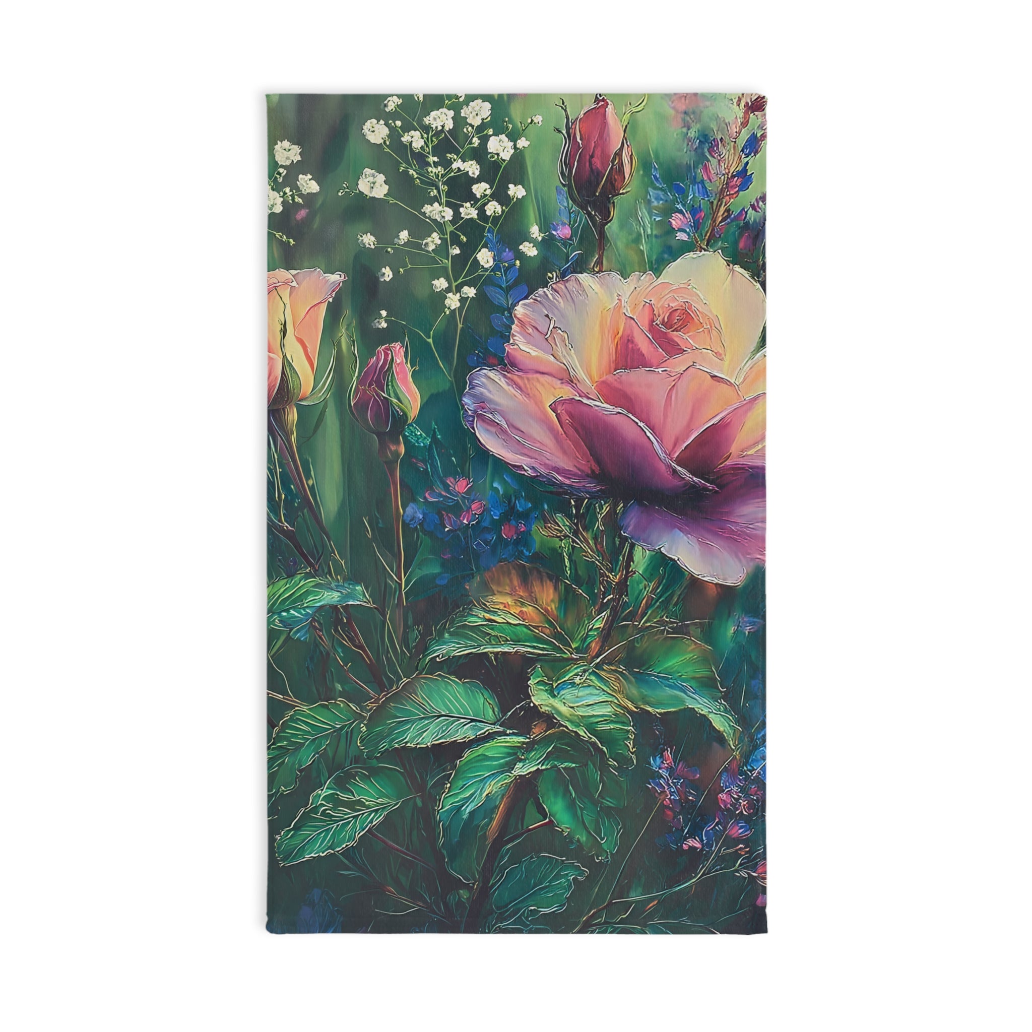 Floral Rose Garden Hand Towel for Elegant Bath Decor
