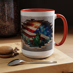 American Flag & Statue of Liberty Accent Coffee Mug – Patriotic USA Ceramic Mug
