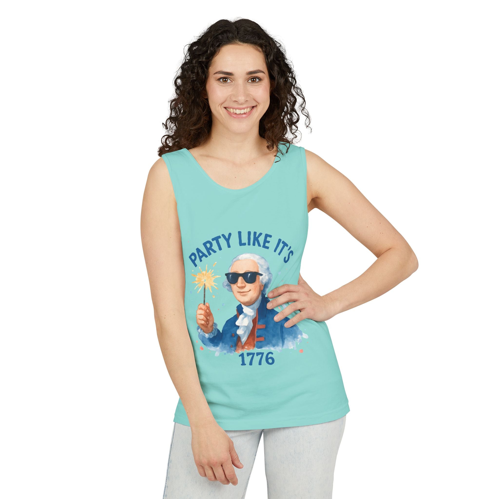 Party Like It's 1776 Tank Top — Patriotic George Washington Graphic