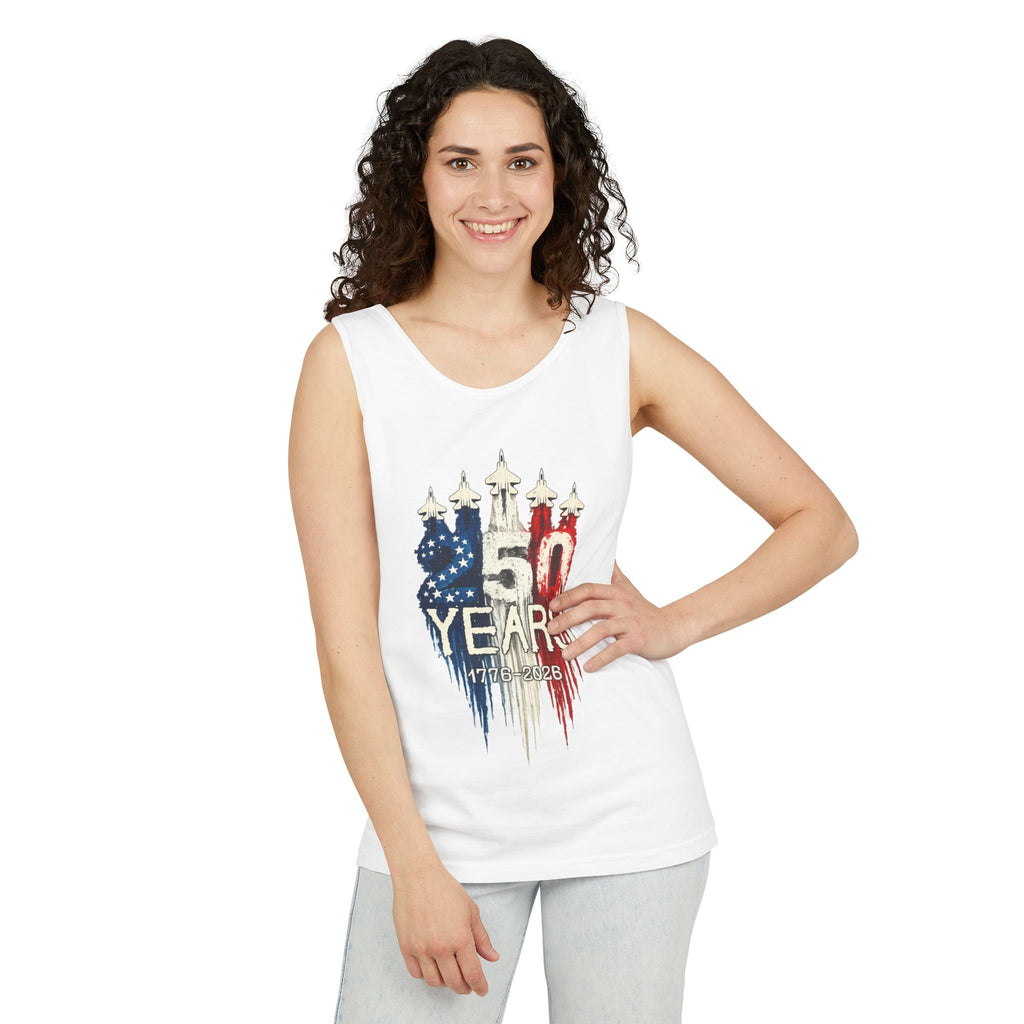 50 Years American Flag Castle Tank Top for Celebratory Wear
