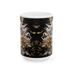 Baroque Black & Gold Ceramic Mug with Floral Pattern
