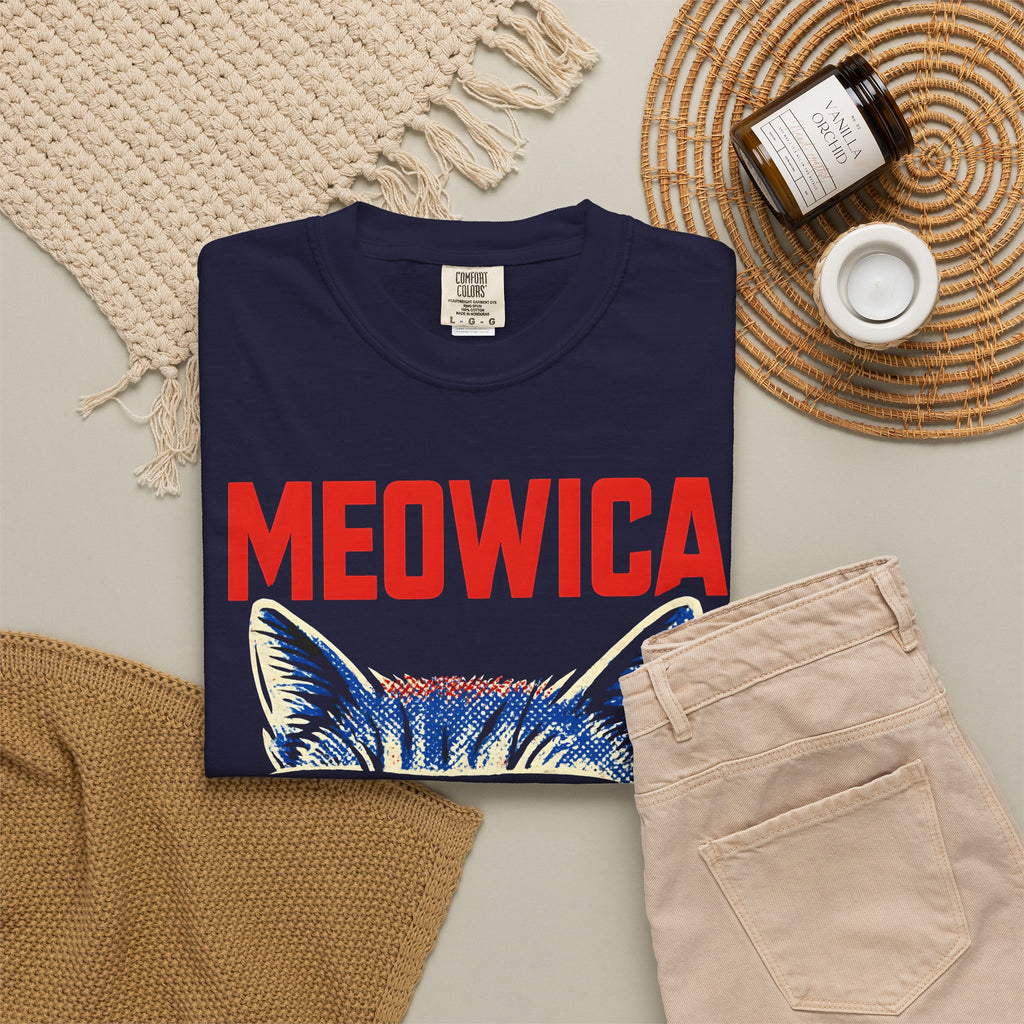Meowica Cat T-Shirt — Patriotic American Flag Sunglasses Tee