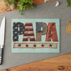 Patriotic 'PAPA' Glass Cutting Board for Home Decor