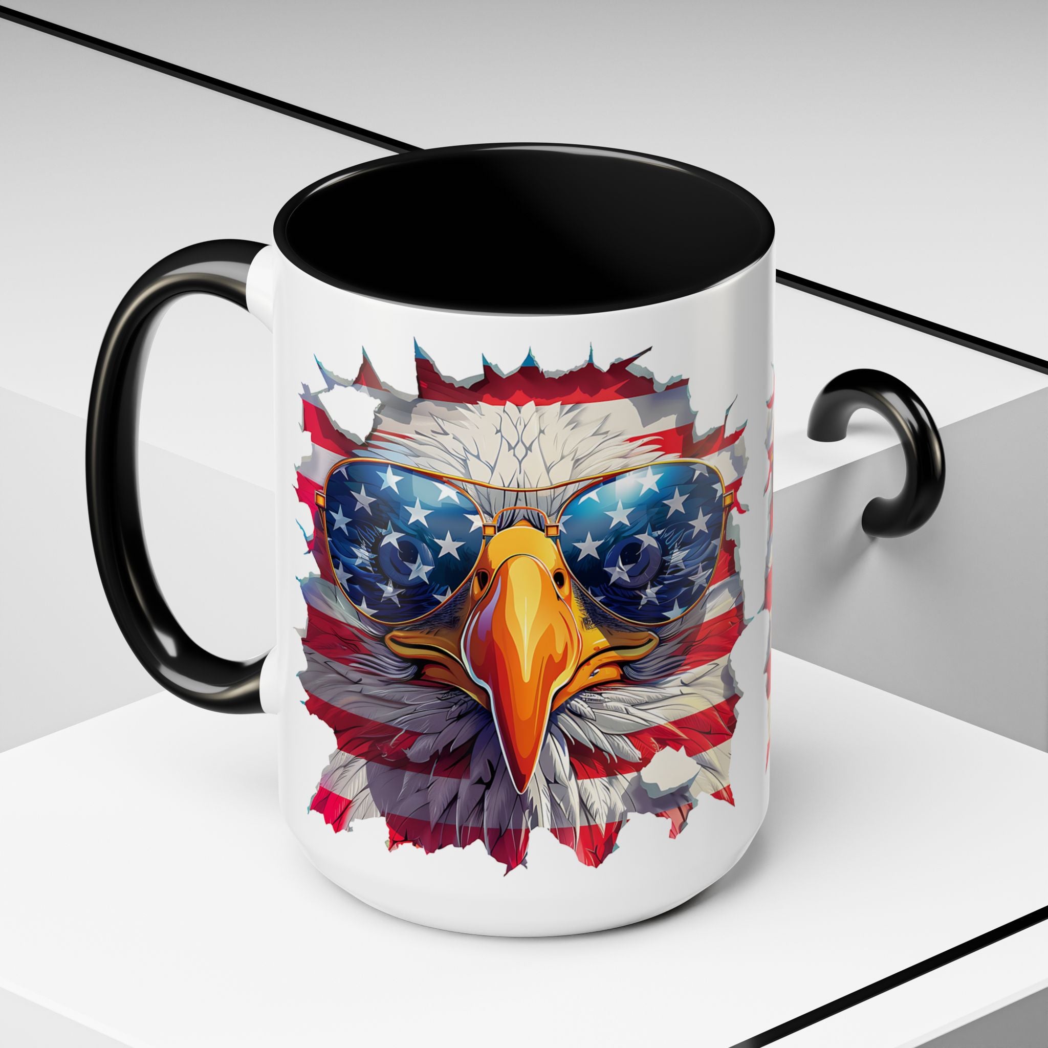 American Bald Eagle Accent Coffee Mug with Stars & Stripes