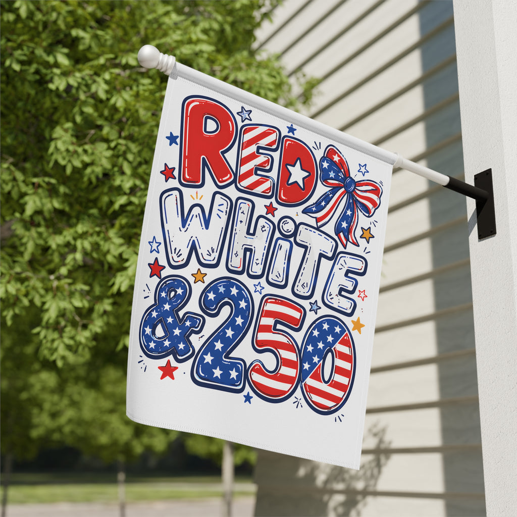 Patriotic Red White & 250 Garden Flag for Decor