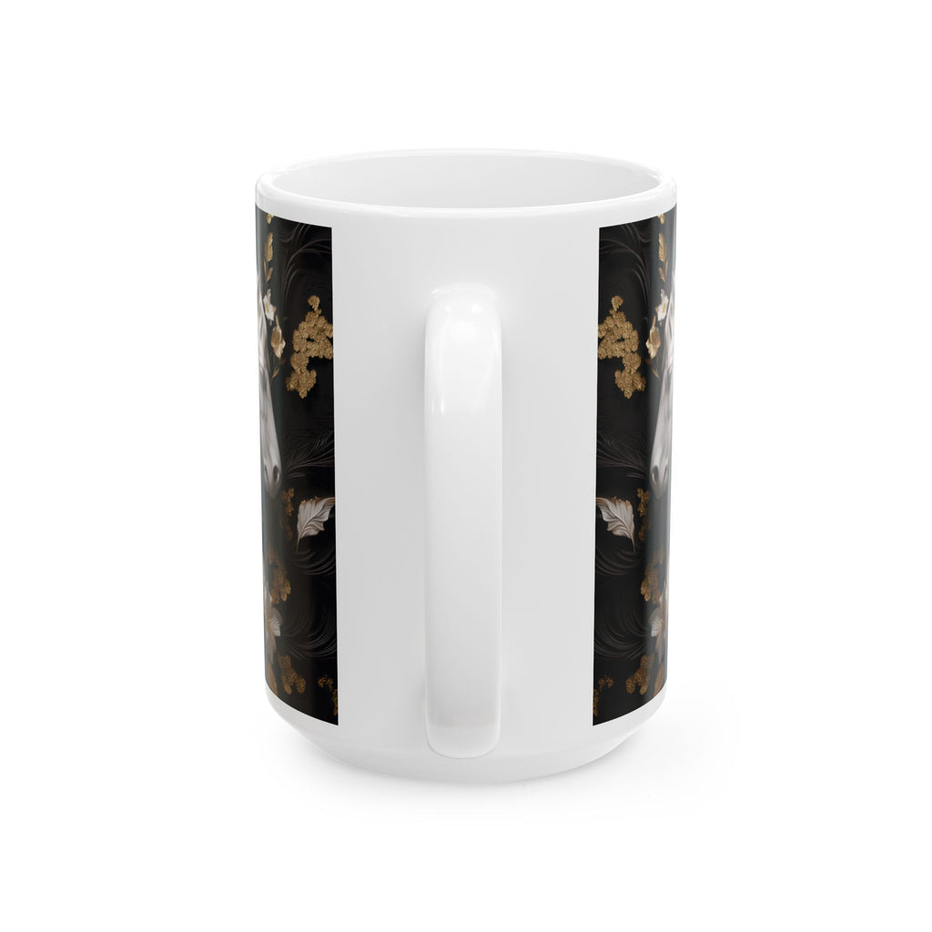 Baroque Black & Gold Ceramic Mug with Floral Pattern