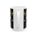 Baroque Black & Gold Ceramic Mug with Floral Pattern