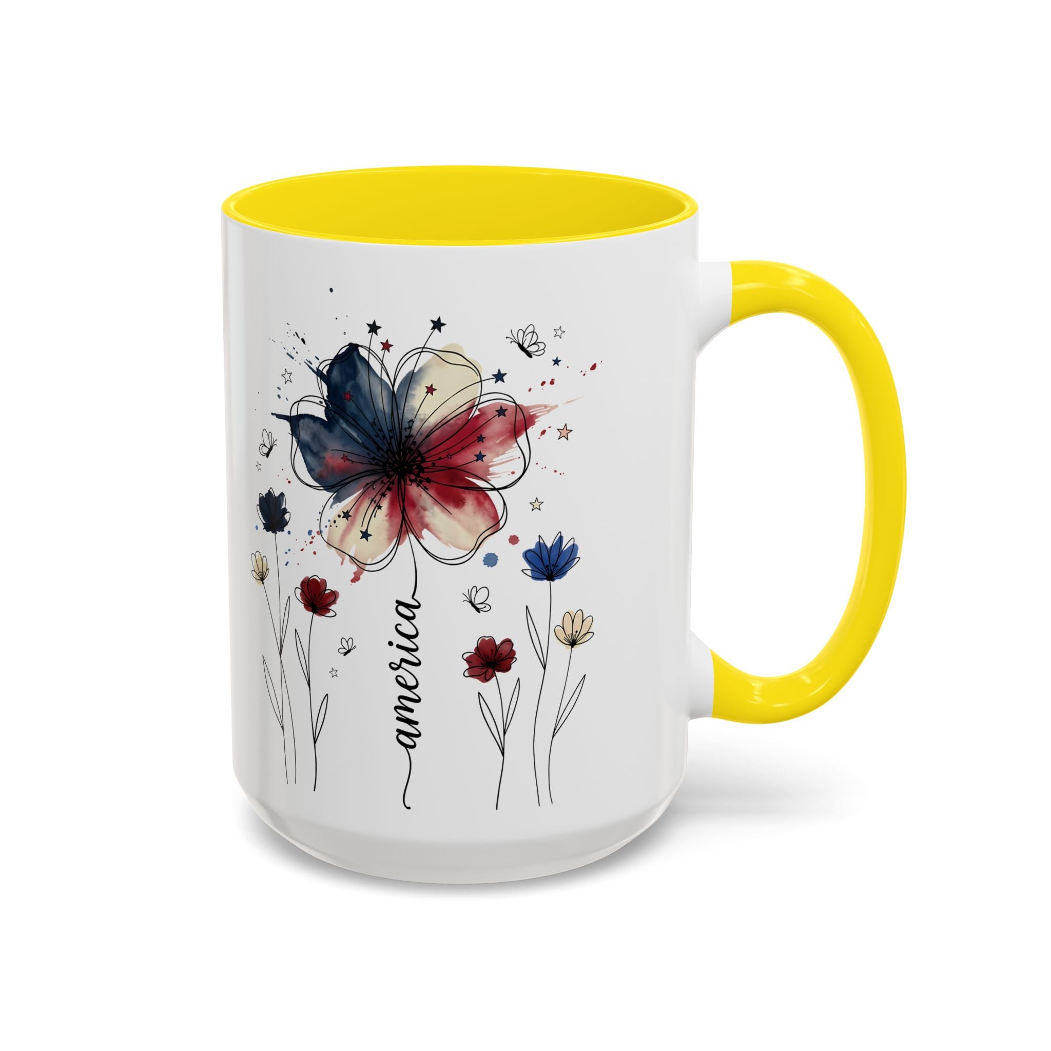 Patriotic Anemone Accent Coffee Mug Classic Floral Design