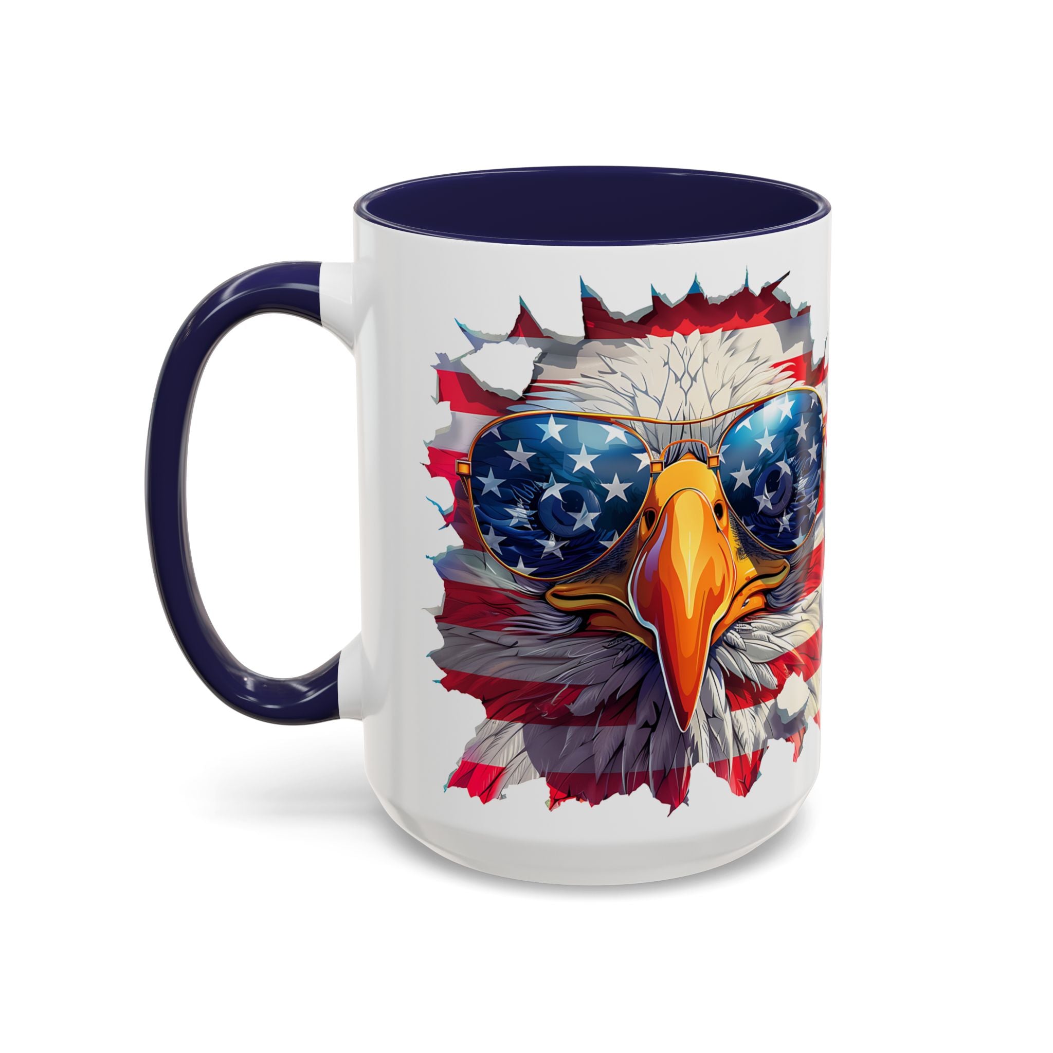 American Bald Eagle Accent Coffee Mug with Stars & Stripes