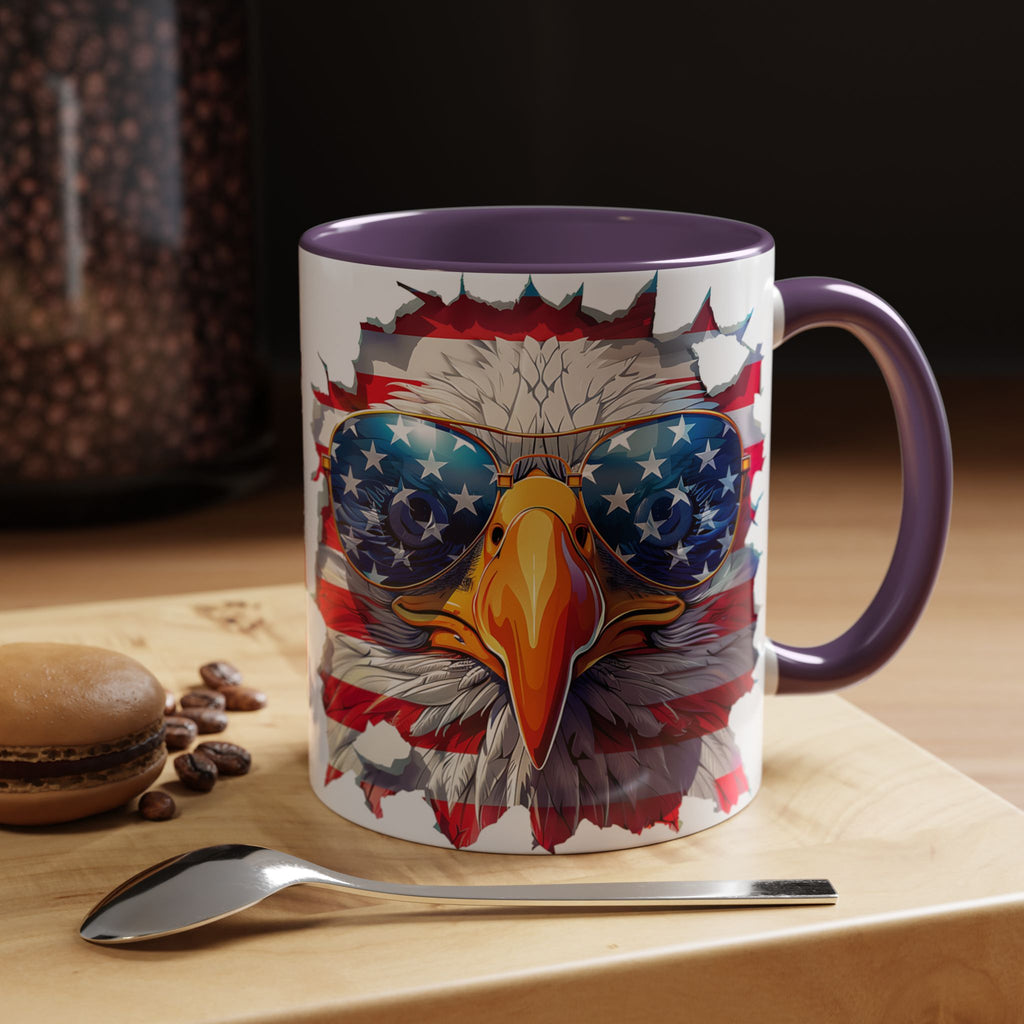American Bald Eagle Accent Coffee Mug with Stars & Stripes