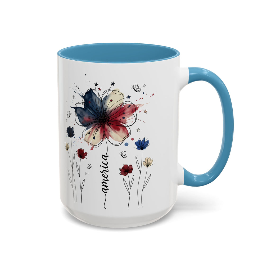 Patriotic Anemone Accent Coffee Mug Classic Floral Design