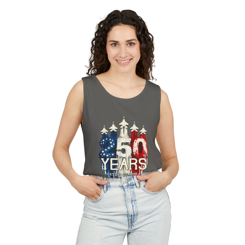 50 Years American Flag Castle Tank Top for Celebratory Wear