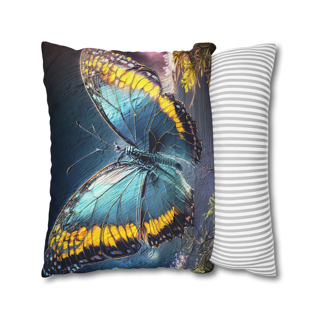 Blue and Yellow Butterfly Decorative Pillow Cover