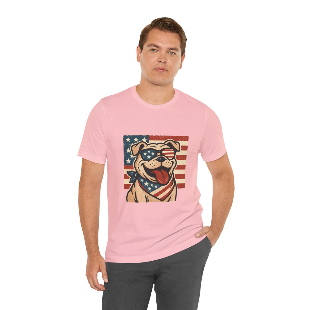 Dog's are Patriotic Too (American Flag, Funny 4th of July Shirt)