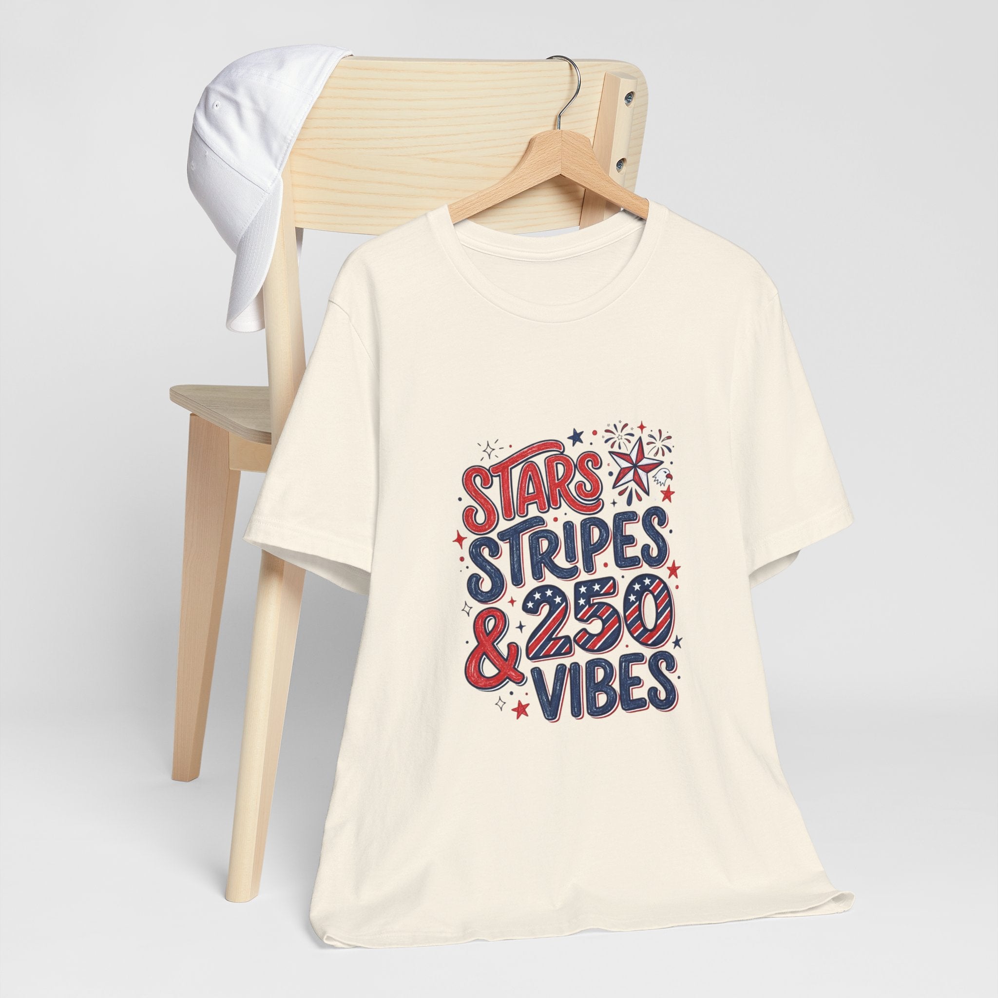 Stars Stripes & 250 Vibes T-Shirt | 250th Anniversary 4th of July Patriotic Tee
