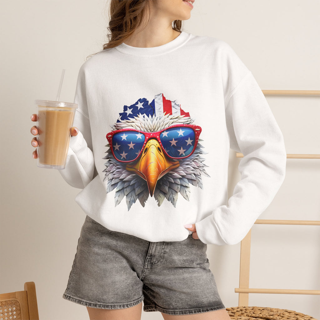 Eagle American Flag Sunglasses Crewneck Sweatshirt
