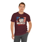 T-Shirt — "Meowica" Patriotic Cat Tee (American Flag, Funny 4th of July Shirt)