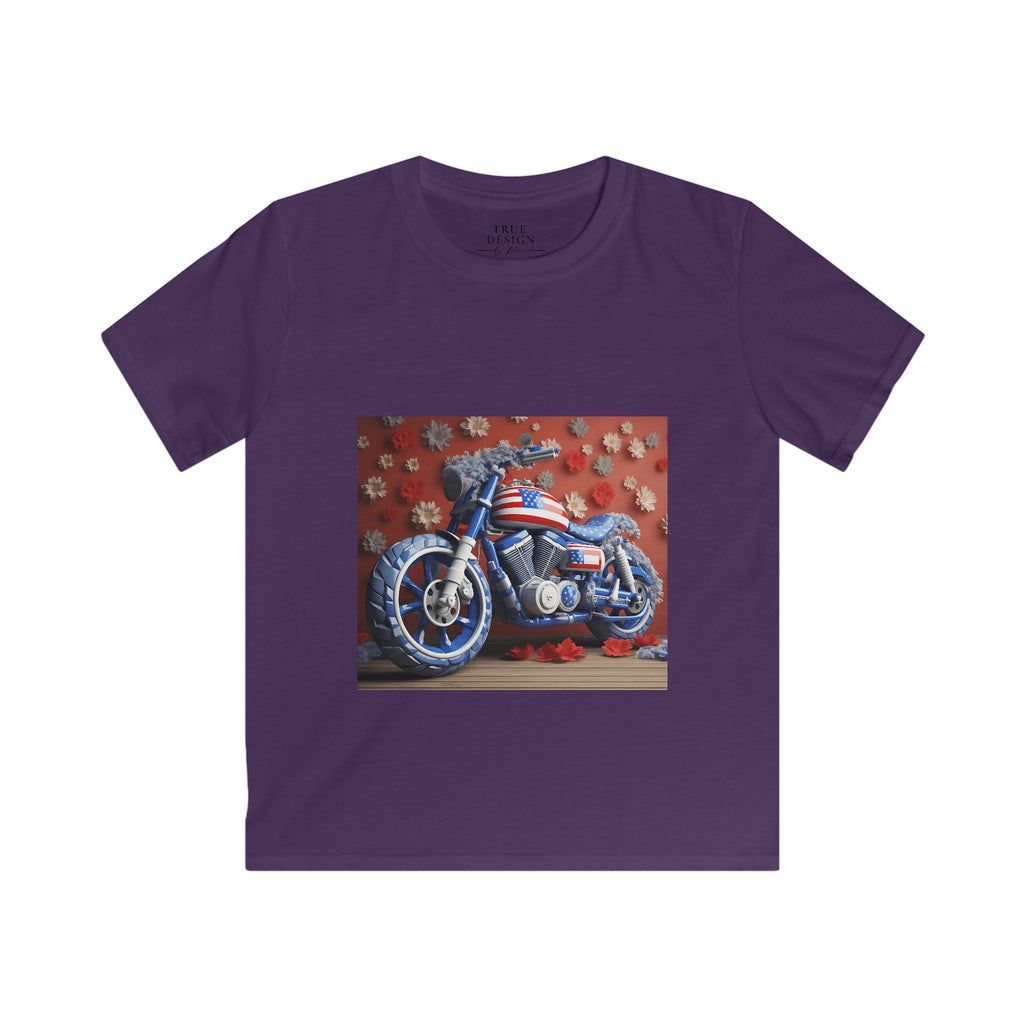 Kids Motorcycle Tee Featuring American Flag Graphic