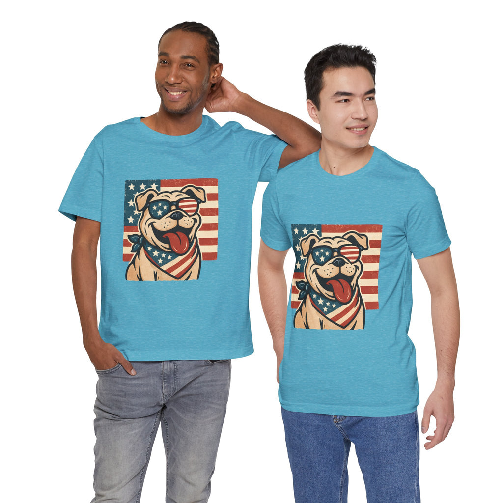 Dog's are Patriotic Too (American Flag, Funny 4th of July Shirt)
