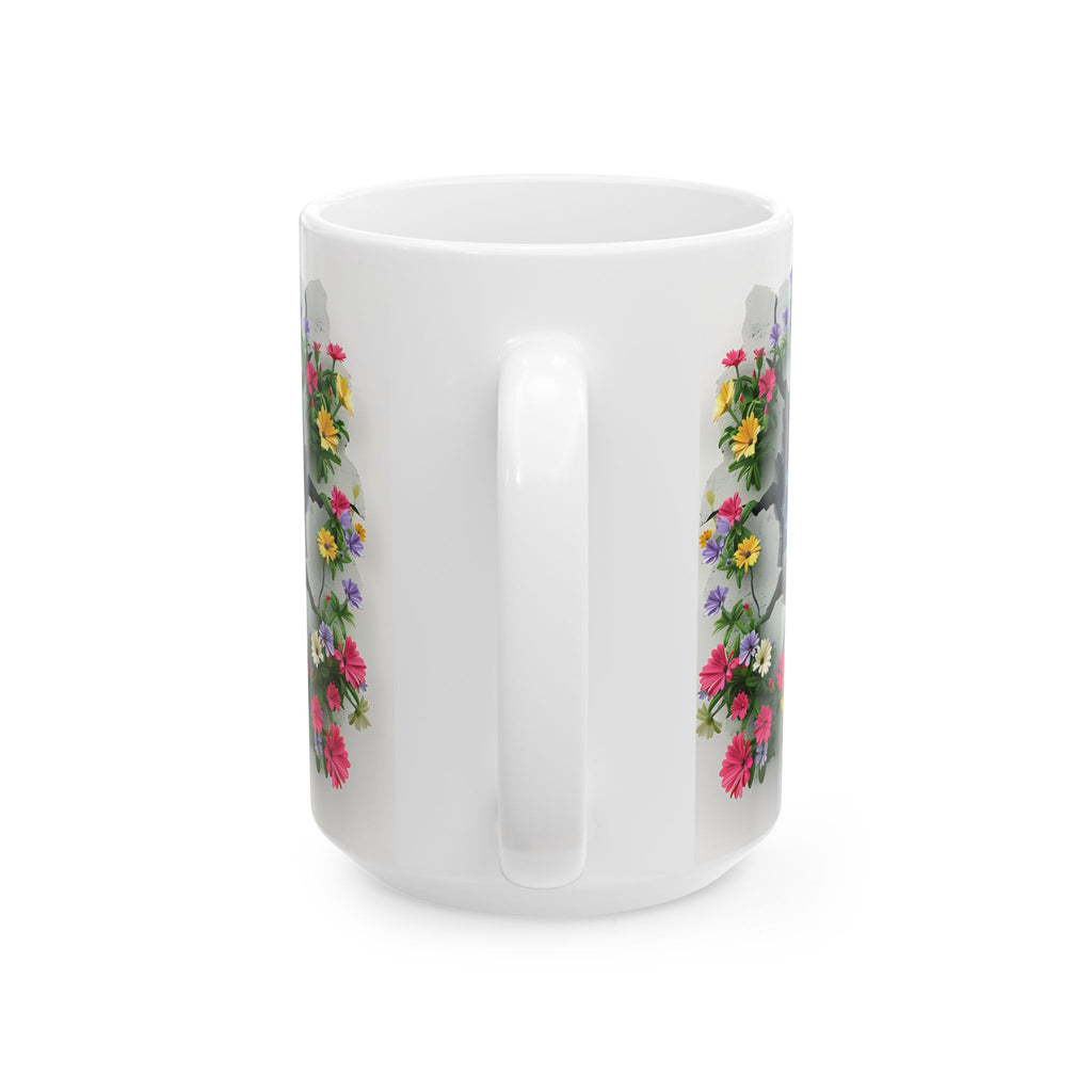 Patriotic Floral Eagle Ceramic Mug - Comfortable C-Handle