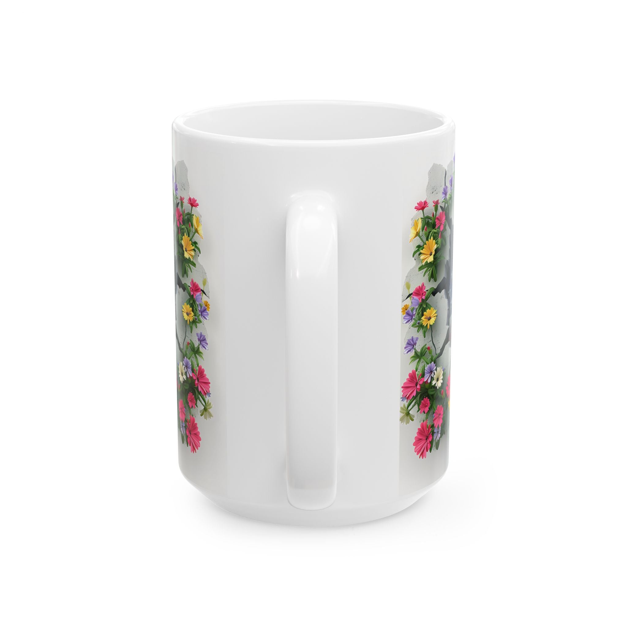 Patriotic Floral Eagle Ceramic Mug - Comfortable C-Handle
