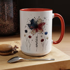 Patriotic Anemone Accent Coffee Mug Classic Floral Design