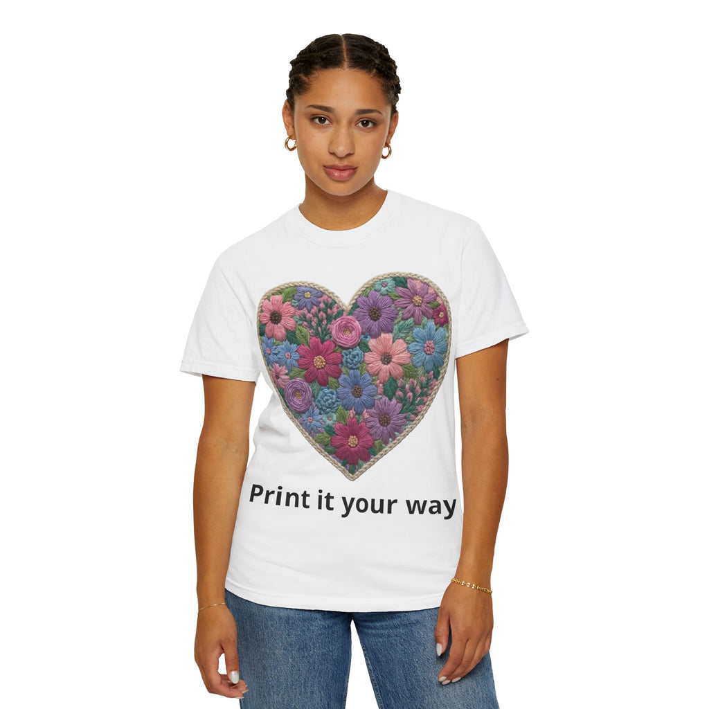 Floral Heart T-Shirt — Colorful Bouquet Heart Graphic (Print It Your Way)