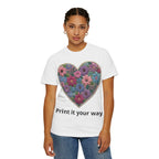 Floral Heart T-Shirt — Colorful Bouquet Heart Graphic (Print It Your Way)