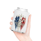 50 Years 1776–2026 Patriotic Can Cooler — American Flag Jet Anniversary