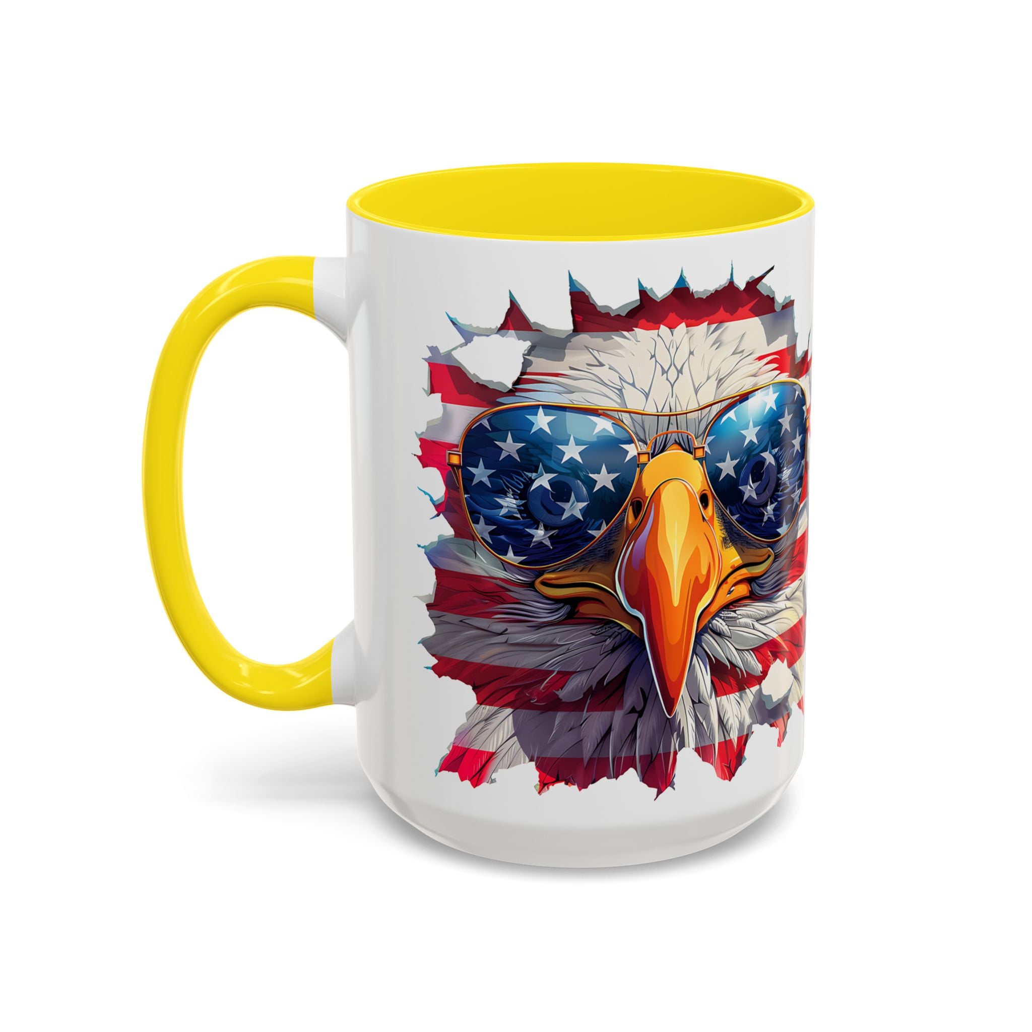 American Bald Eagle Accent Coffee Mug with Stars & Stripes