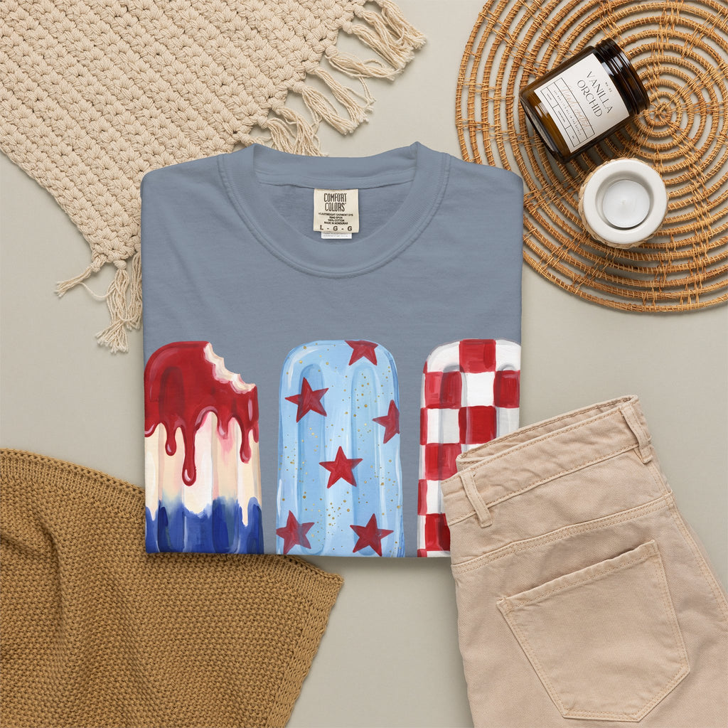 Patriotic Popsicle T-Shirt — Red, White & Blue Fourth of July Tee