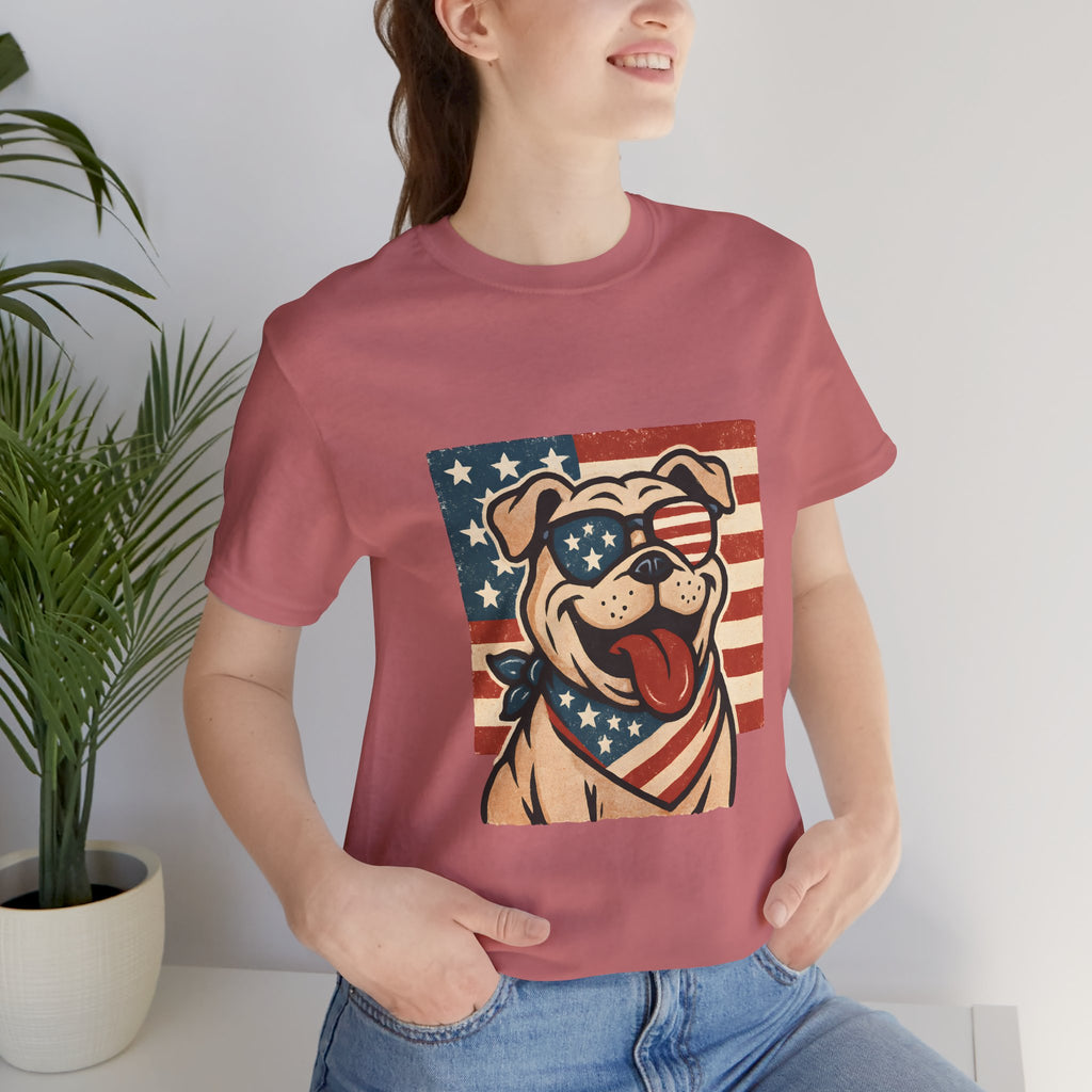 Dog's are Patriotic Too (American Flag, Funny 4th of July Shirt)