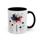 Patriotic Anemone Accent Coffee Mug Classic Floral Design