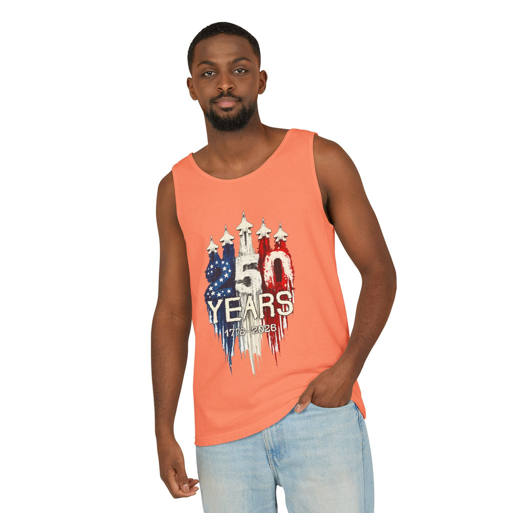 50 Years American Flag Castle Tank Top for Celebratory Wear