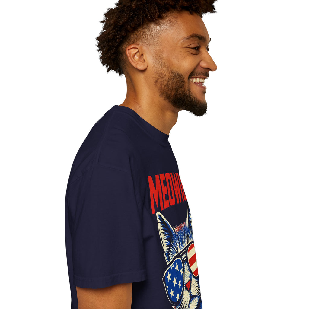 Meowica Cat T-Shirt — Patriotic American Flag Sunglasses Tee
