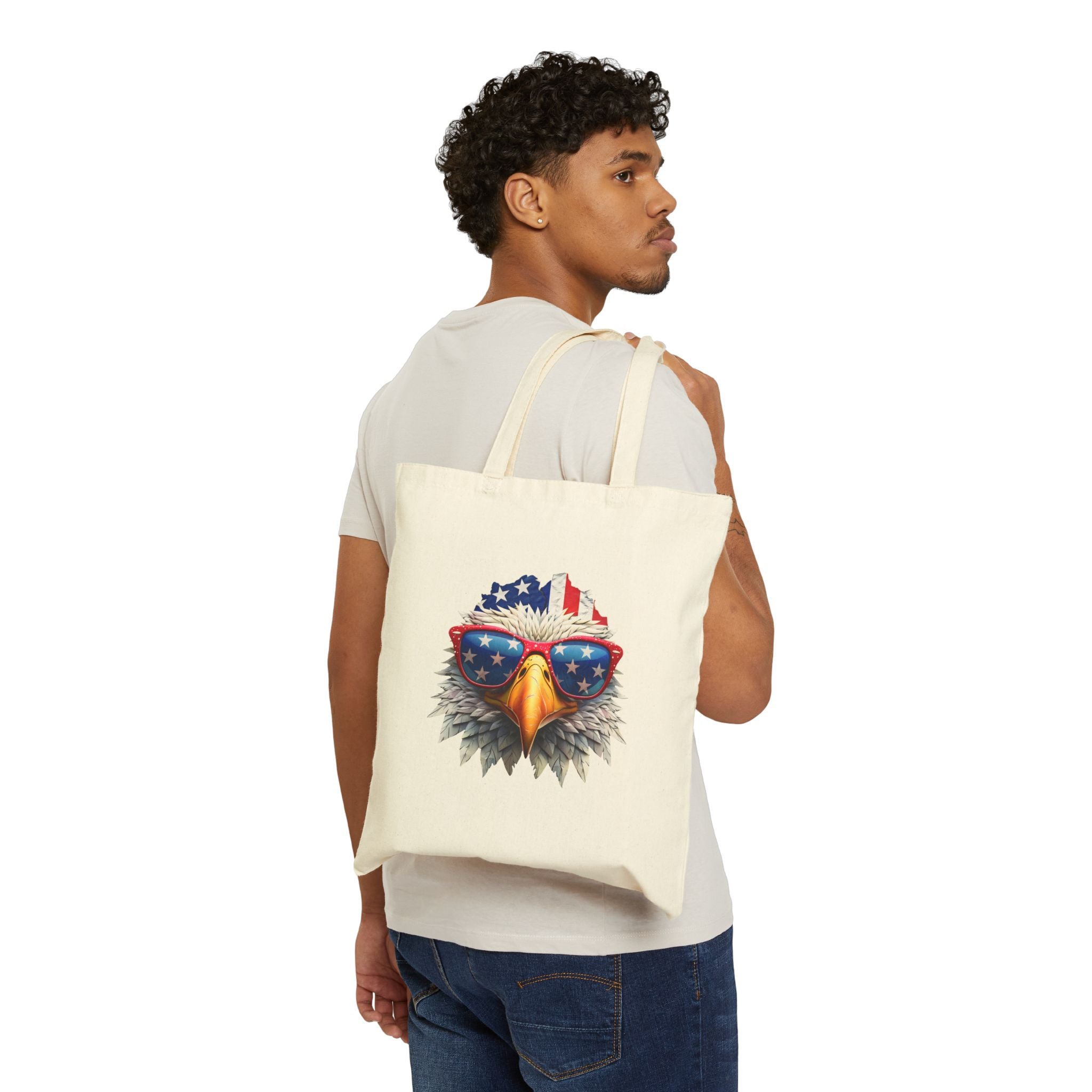 Patriotic Eagle Sunglasses Canvas Tote Bag