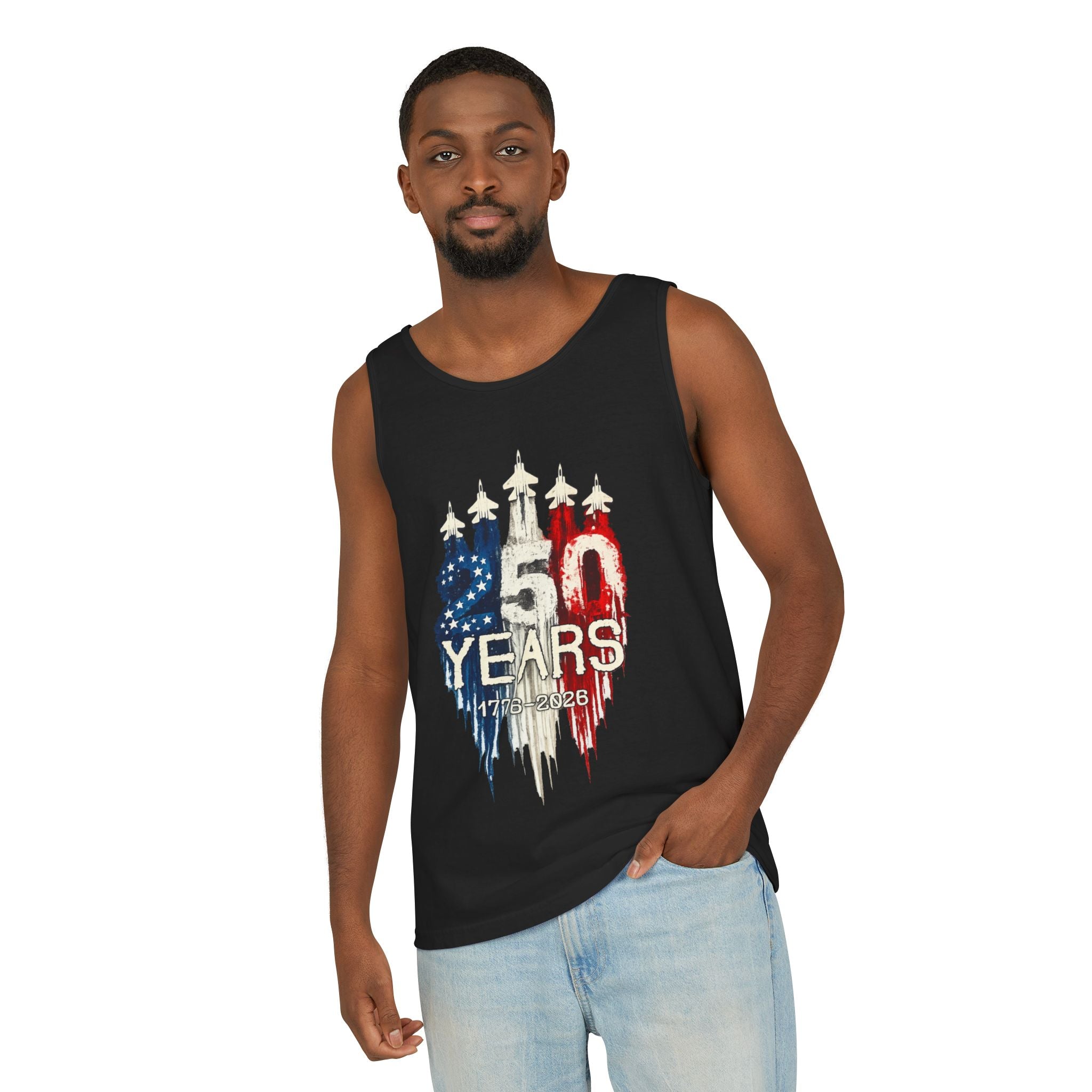 50 Years American Flag Castle Tank Top for Celebratory Wear