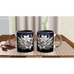 Ceramic mug with floral pattern and yellow interior
