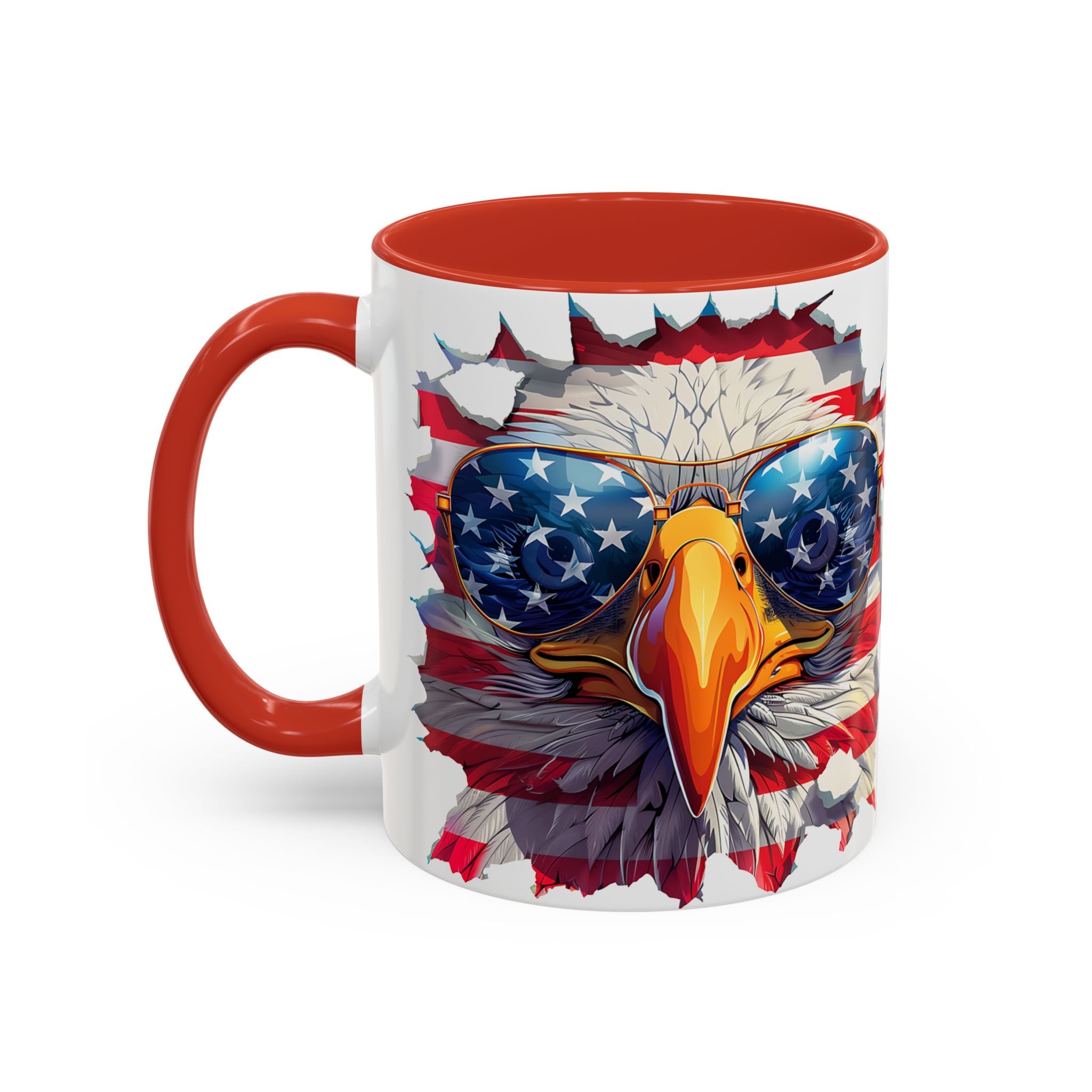 American Bald Eagle Accent Coffee Mug with Stars & Stripes