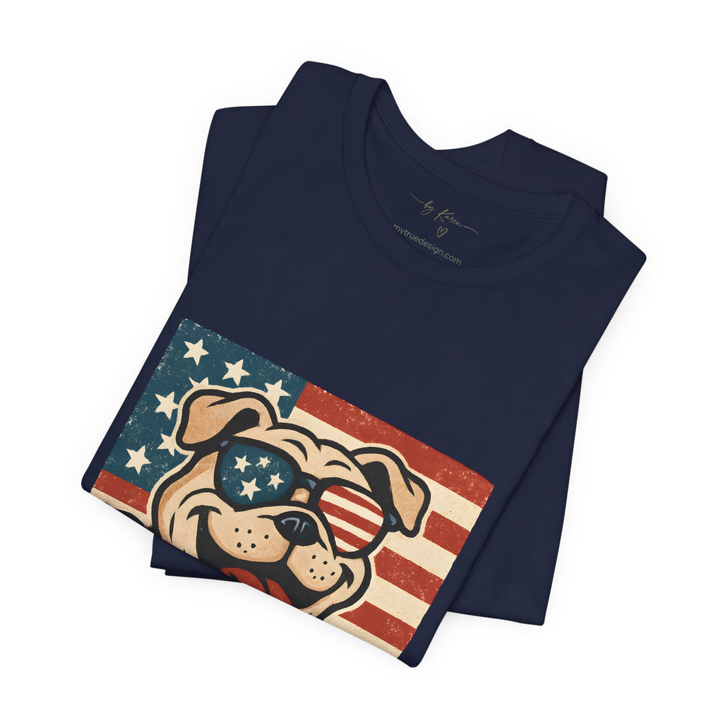 Dog's are Patriotic Too (American Flag, Funny 4th of July Shirt)