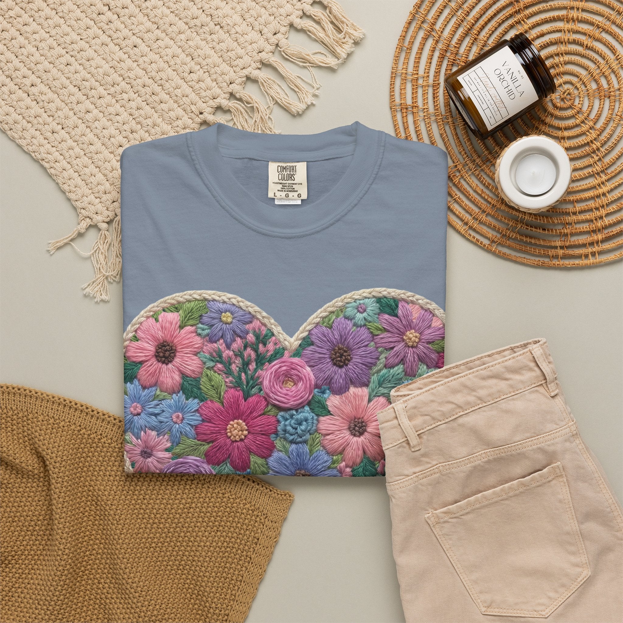 Floral Heart T-Shirt — Colorful Bouquet Heart Graphic (Print It Your Way)