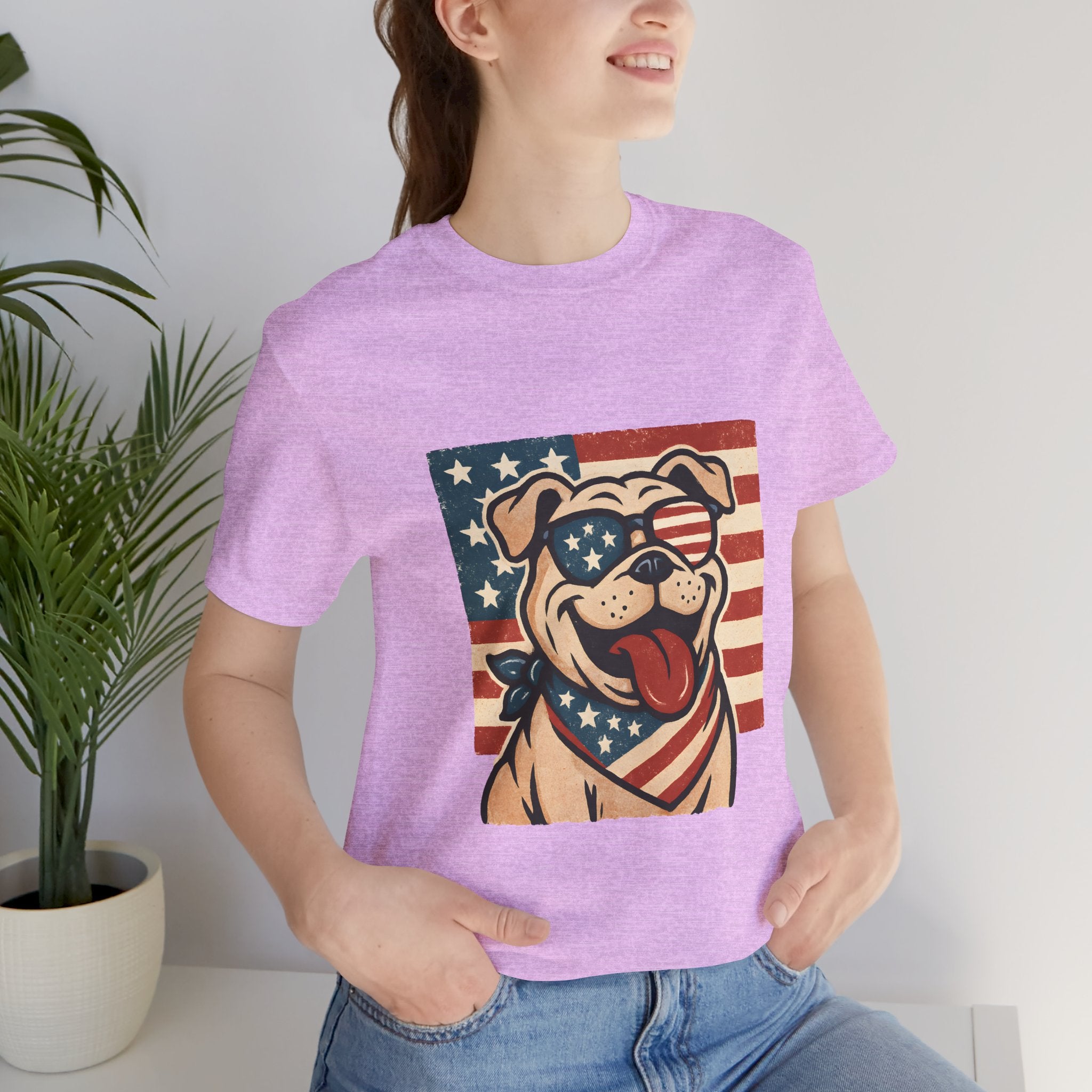 Dog's are Patriotic Too (American Flag, Funny 4th of July Shirt)